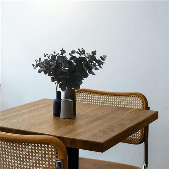 6 Pcs Artificial Black Eucalyptus with Stems, 14", Black Silk - Picture 5 of 7